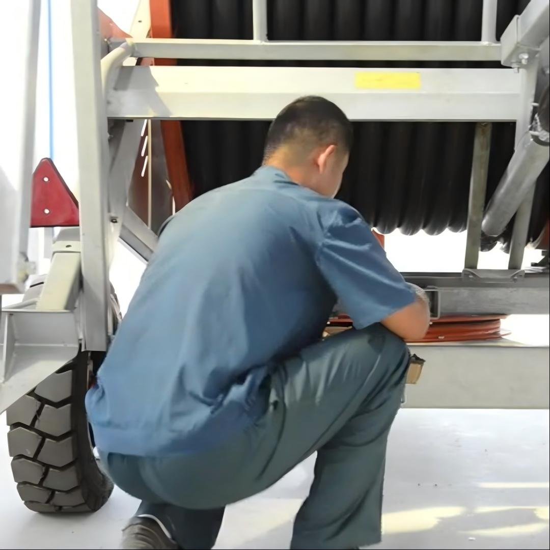 daily maintenance of reel type sprinkler irrigation machine frame at 0m49s